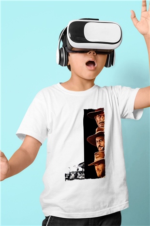 Unisex İyi, Kötü ve Çirkin (The Good, the Bad and the Ugly) Baskılı Beyaz Çocuk Tshirt