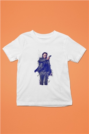Unisex John Wick Baskılı Beyaz Çocuk Tişört