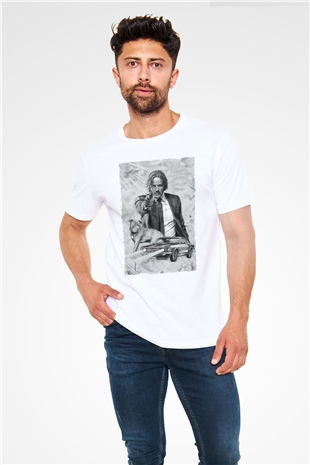John Wick Baskılı Beyaz Tshirt