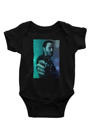 Unisex John Wick Baskılı Siyah Bebek Body - Zıbın
