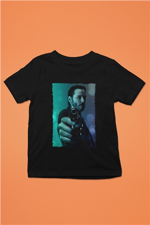 Unisex John Wick Baskılı Siyah Çocuk Tshirt