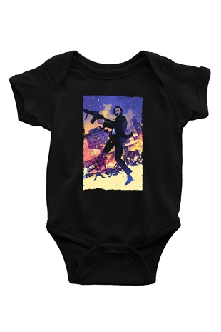 Unisex John Wick Baskılı Siyah Çocuk Unisex Tişört