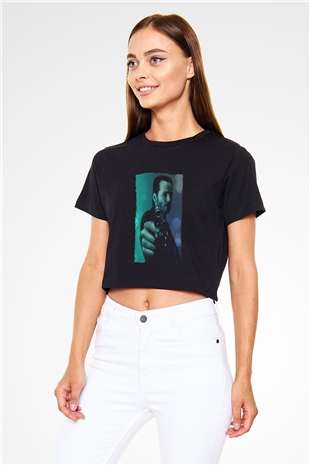 Unisex John Wick Baskılı Siyah Crop Top Tshirt