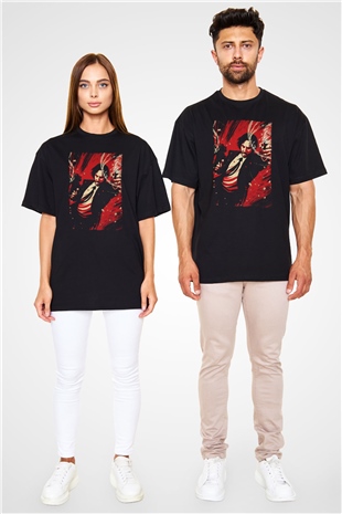 Unisex John Wick Baskılı Siyah Oversize Tişört