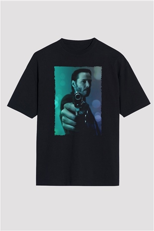Unisex John Wick Baskılı Siyah Oversize Tshirt