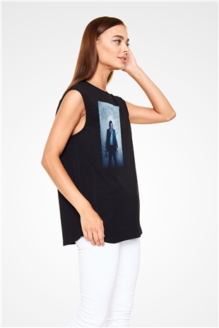 Unisex John Wick Baskılı Siyah Unisex Kolsuz T-shirt