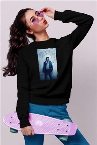 Unisex John Wick Baskılı Siyah Unisex Sweatshirt