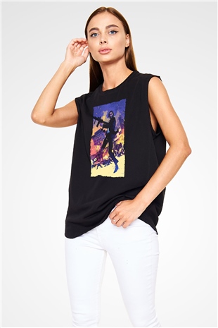 Unisex John Wick Baskılı Siyah Unisex Kolsuz Tişört