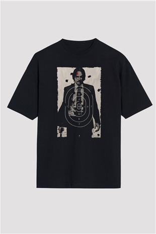 Unisex John Wick Baskılı Siyah Unisex Oversize Tshirt
