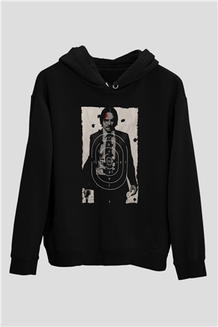 Unisex John Wick Baskılı Siyah Unisex Kapüşonlu Sweatshirt