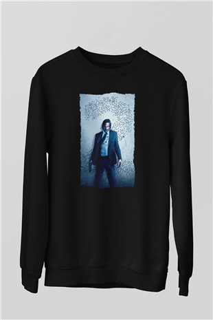 Unisex John Wick Baskılı Siyah Unisex Sweatshirt