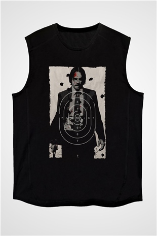 Unisex John Wick Baskılı Siyah Unisex Kolsuz Tshirt
