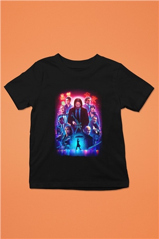 Unisex John Wick Serisi (John Wick) Baskılı Siyah Çocuk Tshirt