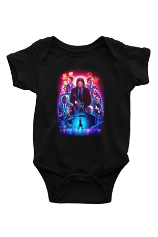 Unisex John Wick Serisi (John Wick) Baskılı Siyah Bebek Body - Zıbın