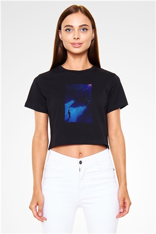 Unisex John Wick Serisi (John Wick) Baskılı Siyah Crop Top Tişört