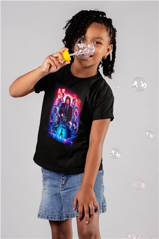 Unisex John Wick Serisi (John Wick) Baskılı Siyah Çocuk Tshirt
