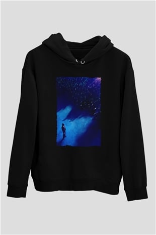 Unisex John Wick Serisi (John Wick) Baskılı Siyah Kapüşonlu Sweatshirt