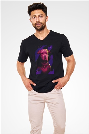 Unisex John Wick Serisi (John Wick) Baskılı Siyah Unisex V Yaka T-shirt