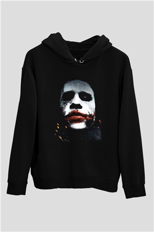 Unisex Joker Baskılı Siyah Unisex Kapüşonlu Sweatshirt