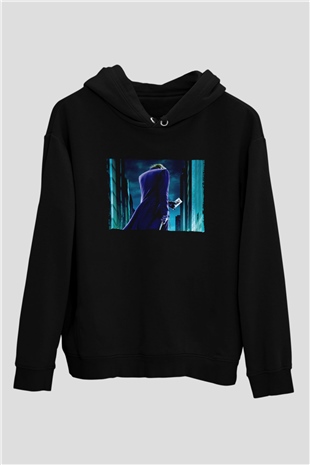 Unisex Joker Baskılı Siyah Unisex Kapüşonlu Sweatshirt