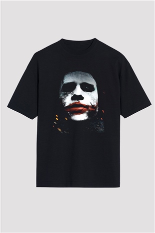 Unisex Joker Baskılı Siyah Unisex Oversize Tshirt