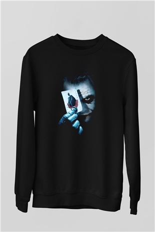 Unisex Joker Baskılı Siyah Unisex Sweatshirt