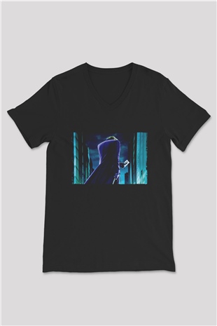 Unisex Joker Baskılı Siyah Unisex V Yaka Tişört