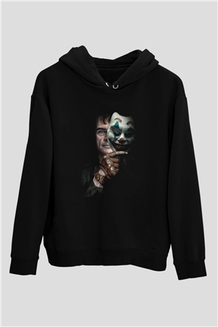 Unisex Joker Siyah Kapüşonlu Sweatshirt