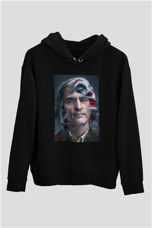 Unisex Joker Siyah Kapüşonlu Sweatshirt