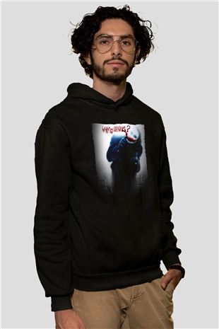 Unisex Joker Siyah Unisex Kapüşonlu Sweatshirt