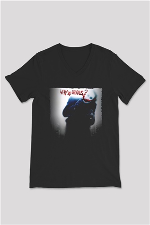 Unisex Joker Siyah Unisex V Yaka Tshirt