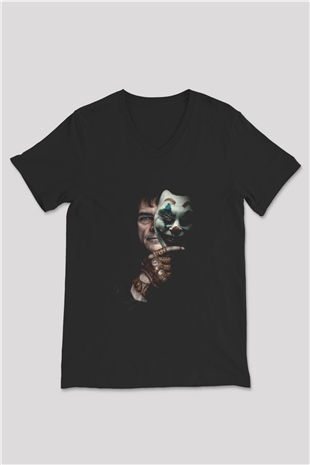 Unisex Joker Siyah V Yaka Tişört