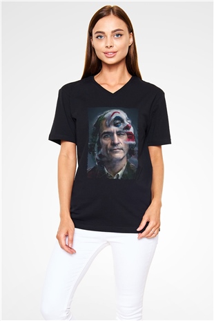 Unisex Joker Siyah V Yaka Tshirt