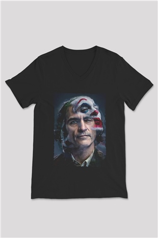 Unisex Joker Siyah V Yaka Tshirt
