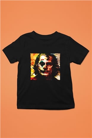 Unisex Joker Temalı Baskılı Siyah Çocuk Tshirt