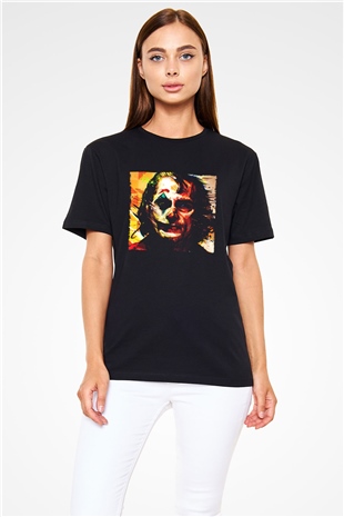 Joker Temalı Baskılı Siyah Tshirt
