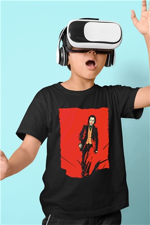 Unisex Joker Temalı Siyah Çocuk Unisex Tshirt