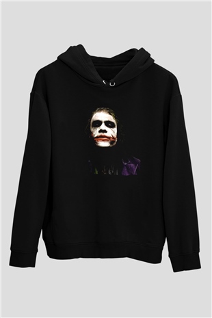 Unisex Joker Temalı Siyah Unisex Kapüşonlu Sweatshirt