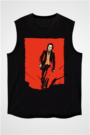 Unisex Joker Temalı Siyah Unisex Kolsuz Tshirt