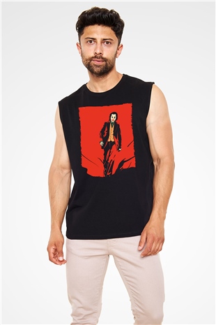 Unisex Joker Temalı Siyah Unisex Kolsuz Tshirt