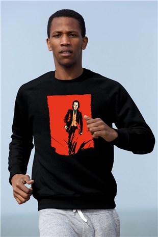 Unisex Joker Temalı Siyah Unisex Sweatshirt