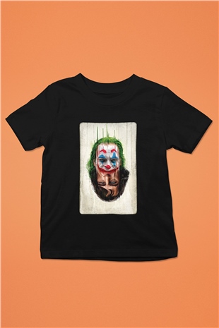 Unisex Joker Unisex Baskılı Siyah Çocuk Tshirt