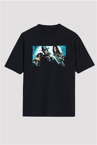 Unisex Jonah Hex Baskılı Siyah Oversize Tişört