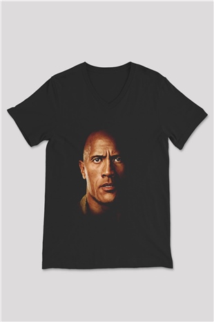 Unisex Jumanji Vahşi Orman (Jumanji Welcome to the Jungl‪e‬) Baskılı Siyah V Yaka Tshirt