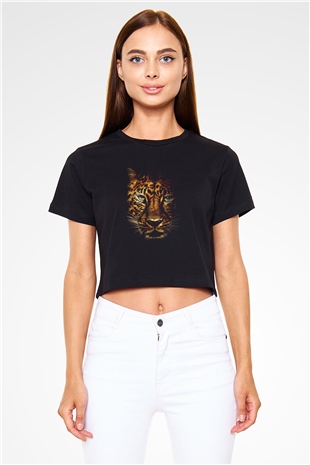 Unisex Jumanji Vahşi Orman (Jumanji Welcome to the Jungl‪e‬) Baskılı Siyah Crop Top Tişört
