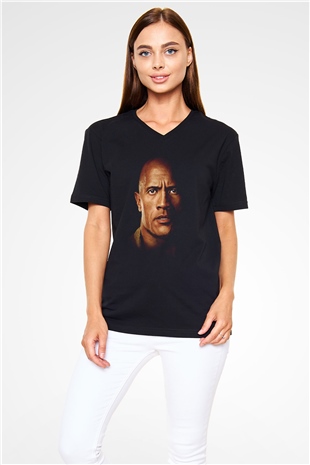Unisex Jumanji Vahşi Orman (Jumanji Welcome to the Jungl‪e‬) Baskılı Siyah V Yaka Tshirt