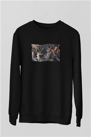 Unisex Jumanji Yeni Seviye (Jumanji The Next Level) Baskılı Siyah Sweatshirt