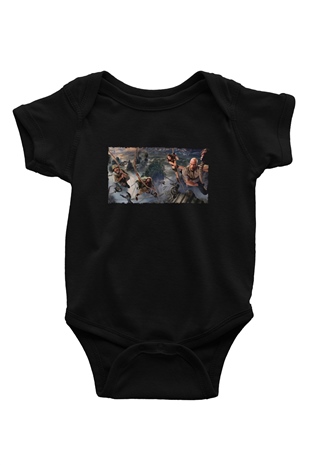 Unisex Jumanji Yeni Seviye (Jumanji The Next Level) Baskılı Siyah Bebek Body - Zıbın
