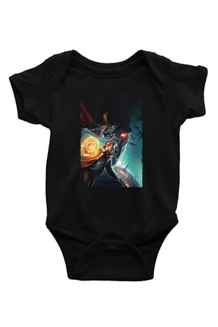 Unisex Justice League Dark Apokolips War Baskılı Siyah Bebek Body - Zıbın