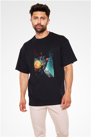 Unisex Justice League Dark Apokolips War Baskılı Siyah Oversize Tişört